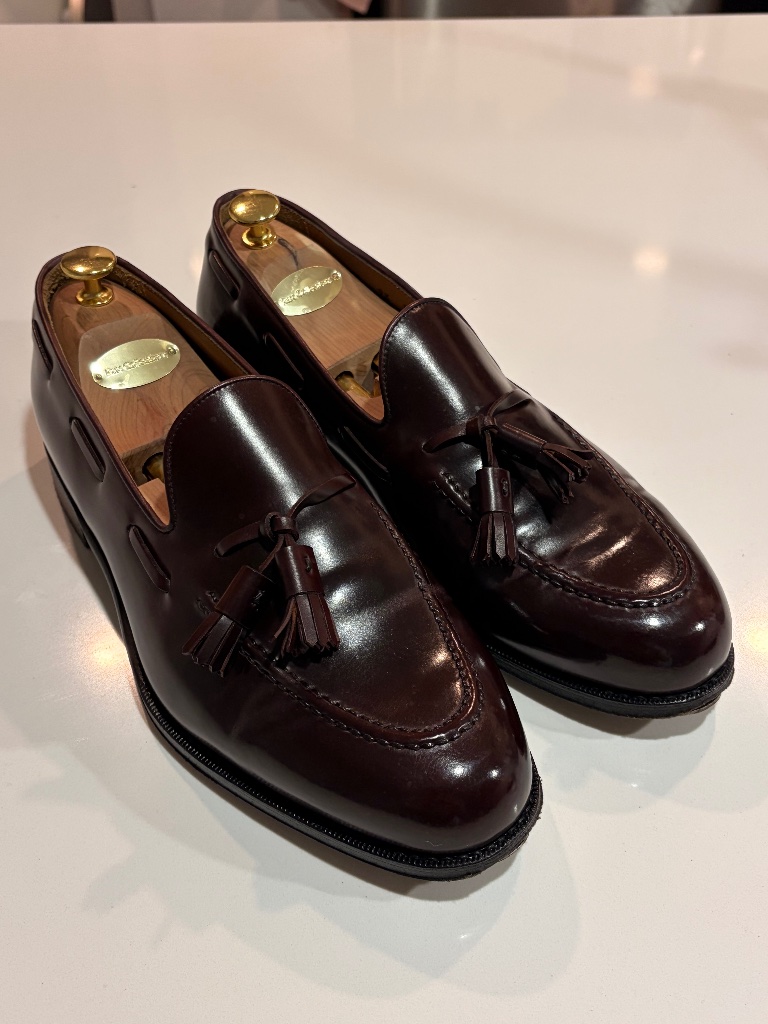 Berwick 1707 Men's Burgundy Shell Cordovan Tassel Loafers Us 10.5 Uk 9.5